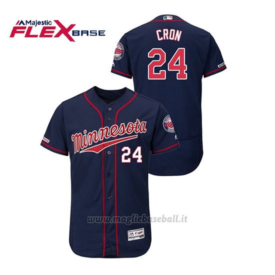 Maglia Baseball Uomo Minnesota Twins C.j. Cron 150th Aniversario Patch Autentico Flex Base Blu2